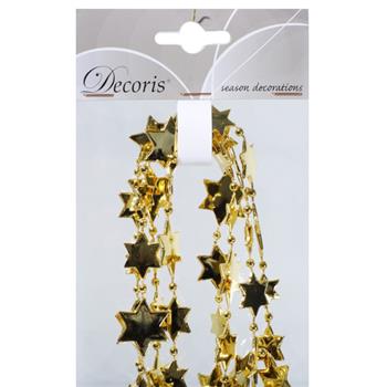 Řetěz perlový s hvězdami 270cm zlatý