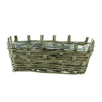 Truhlík hranatý proutěný s igelitem šedý 32cm