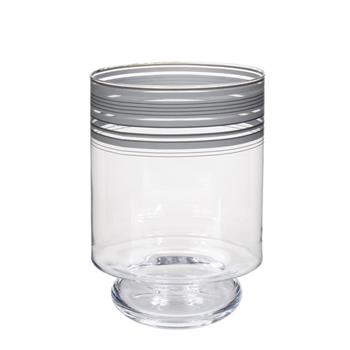 Skleněná váza šedý lem 35cm