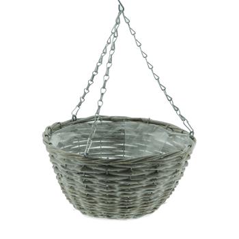 Miska proutěná kulatá závěsná s igelitem šedá 30cm