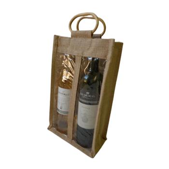 Taška dárková na 2 vína juta 34cm