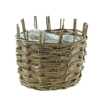 Obal kulatý proutěný s igelitem hnědý 16cm