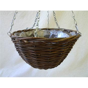 Miska proutěná kulatá závěsná s igelitem šedá 25cm