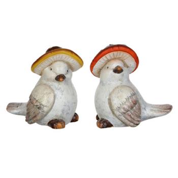 Pták s kloboučkem polyresin 14,5cm