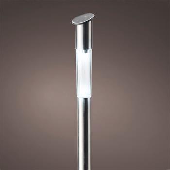 Lampa solární venkovní zápich s 1LED, st.bílá s časovačem, nerezová 57cm