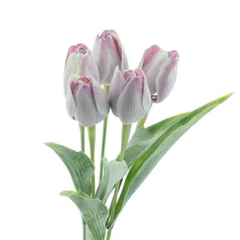Tulipán řezaný umělý bílo-růžovo-fialový 40cm