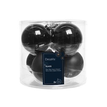 Sada skleněných ozdob černá 8cm/6ks
