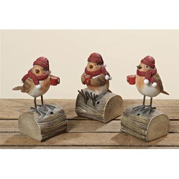 Pták na větvi se zvukem hnědý a červený 14cm