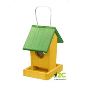 Krmítko závěsné dřevěné žluto-zelené 22cm