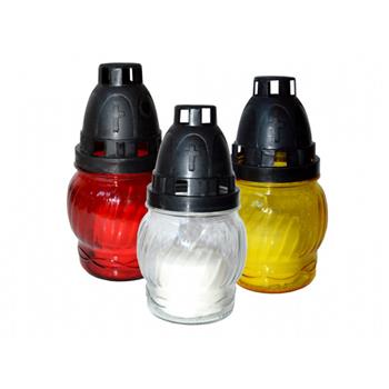 Lampa hřbitovní skleněná minikoule se svíčkou mix 14cm
