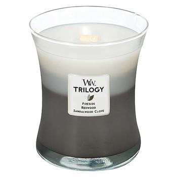 Vonná svíčka WoodWick Trilogy Hřejivé dřevo 283,5g