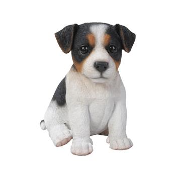 Štěně Jack Russel sedící polyresinový černo-bílý 16cm