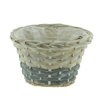 Obal kulatý proutěný s igelitem šedo-bílý 20cm