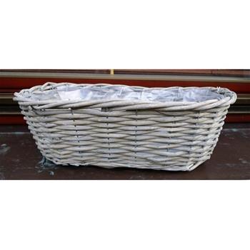 Truhlík ovál + igelit proutí šedá 35cm