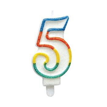 Dortová svíčka třpytivé číslo 5