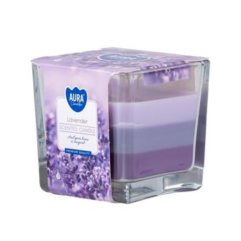 Svíčka vonná ve skle Lavender tříbarevná 8cm