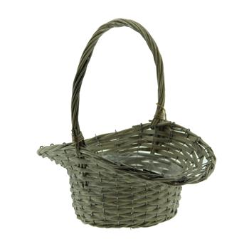 Koš se zvlněným okrajem proutěný s 1 uchem a igelitem hnědý 34cm