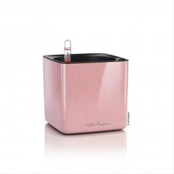 Květináč CUBE Glossy komplet set krémově růžová 14cm