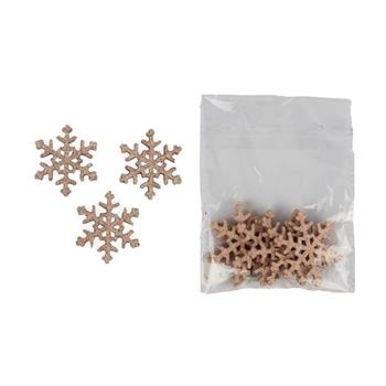 Přízdoba vločka dřevěná s glitry sv.růžová 5cm/6ks