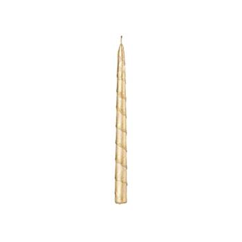 Svíčka kónická spirála zlatá 29cm