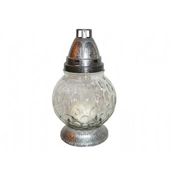 Svíčka hřbitovní LAMPA SKLO koule puntiky čirá 20cm
