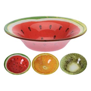 Miska kulatá dekor ovoce sklo mix 16,3cm