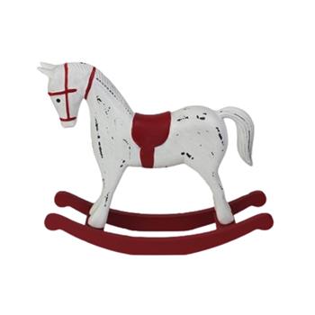Houpací kůň dřevěný bílo-červený 26,5cm