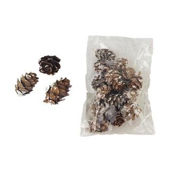 Přízdoba modřínové šišky bílo-hnědé 25g