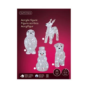Figurka vánoční svítící 20LED st.b.akryl .bat. mix 24cm