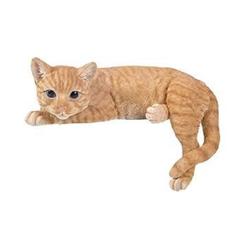 Kočka ležící na okraj police polyresinová rezavá 34cm