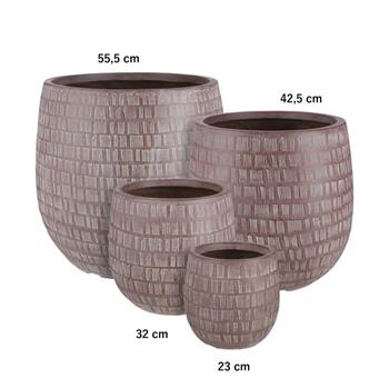 Květináč kulatý SCOTIA škrábaný keramika červená 42,5cm