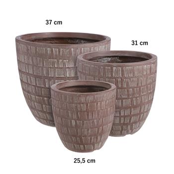 Květináč kulatý kónický SCOTIA škrábaný keramika červená 37cm