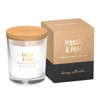 Svíčka vonná sklo s víčkem Fressia & Pear 130g