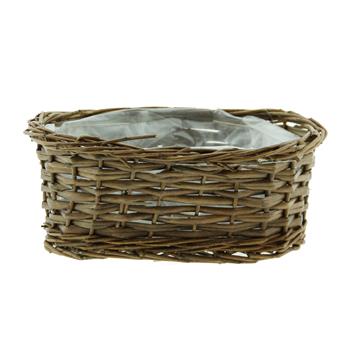 Truhlík oválný proutěný s igelitem hnědý 21cm