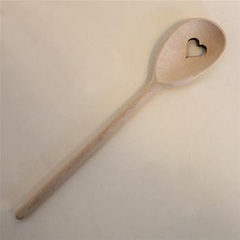 Vařečka dekor srdce dřevo přírodní 30cm