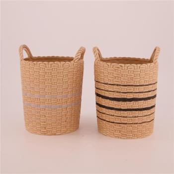 Obal kulatý dekor pletenina 2 ucha porcelán přírodní mix 19cm