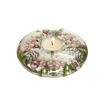 Svícen gelový Frozen Nature UFO MEDIUM růžový 13x5cm