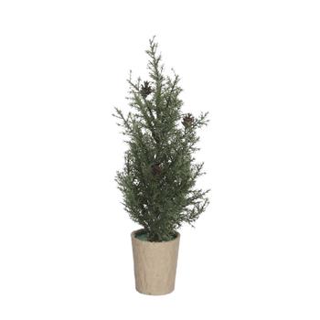 Stromek umělý hrnkový s šiškou zelený 40cm
