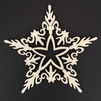 Ozdoba 5cípá hvězda dřevěná přírodní 9cm