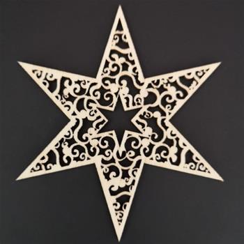 Ozdoba 6cípá hvězda dřevěná přírodní 9cm