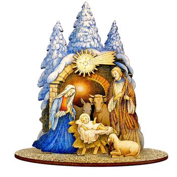 Betlém s jesličkami 3D skládací dřevo 20cm
