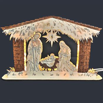 Jestličky Svatá rodina svíticí, dřevěné, 25cm