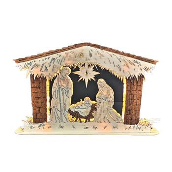 Jestličky Svatá rodina svíticí, dřevěné, 25cm