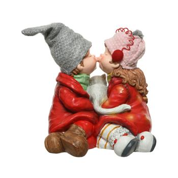 Figurka děti líbající se polyresin 38cm