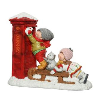 Dekorativní figurka „Děti u poštovní schránky“ – polyresin, 58 cm