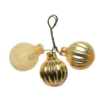 Svazková skleněná koule lesklá,matná,glitry zlatá 3ks