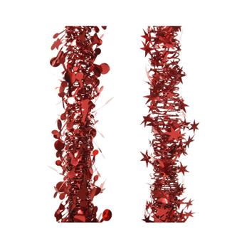 Řetěz vánoční + hvězdy a kolečka červený 2,7m