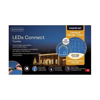 Záclona svítící venkovní Connect 250LED t.bílá s časovečem, 8 funkcí bílá 7,35m