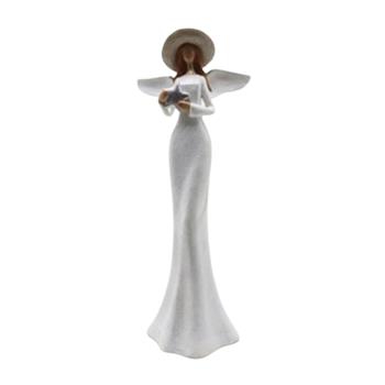 Anděl s hvězdou polyresin bílo-stříbrná 36cm