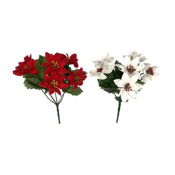 Poinsettia trs umělá 6 květů mix 25cm